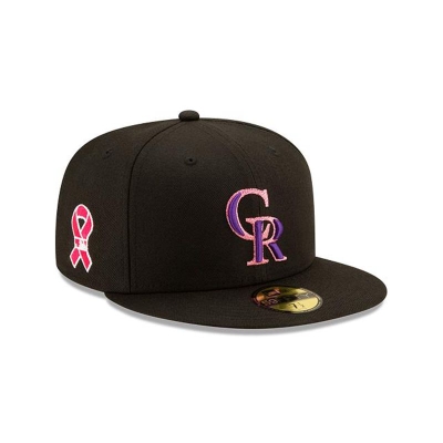 Black Colorado Rockies Hat - New Era MLB Mother's Day 59FIFTY Fitted Caps USA8503914